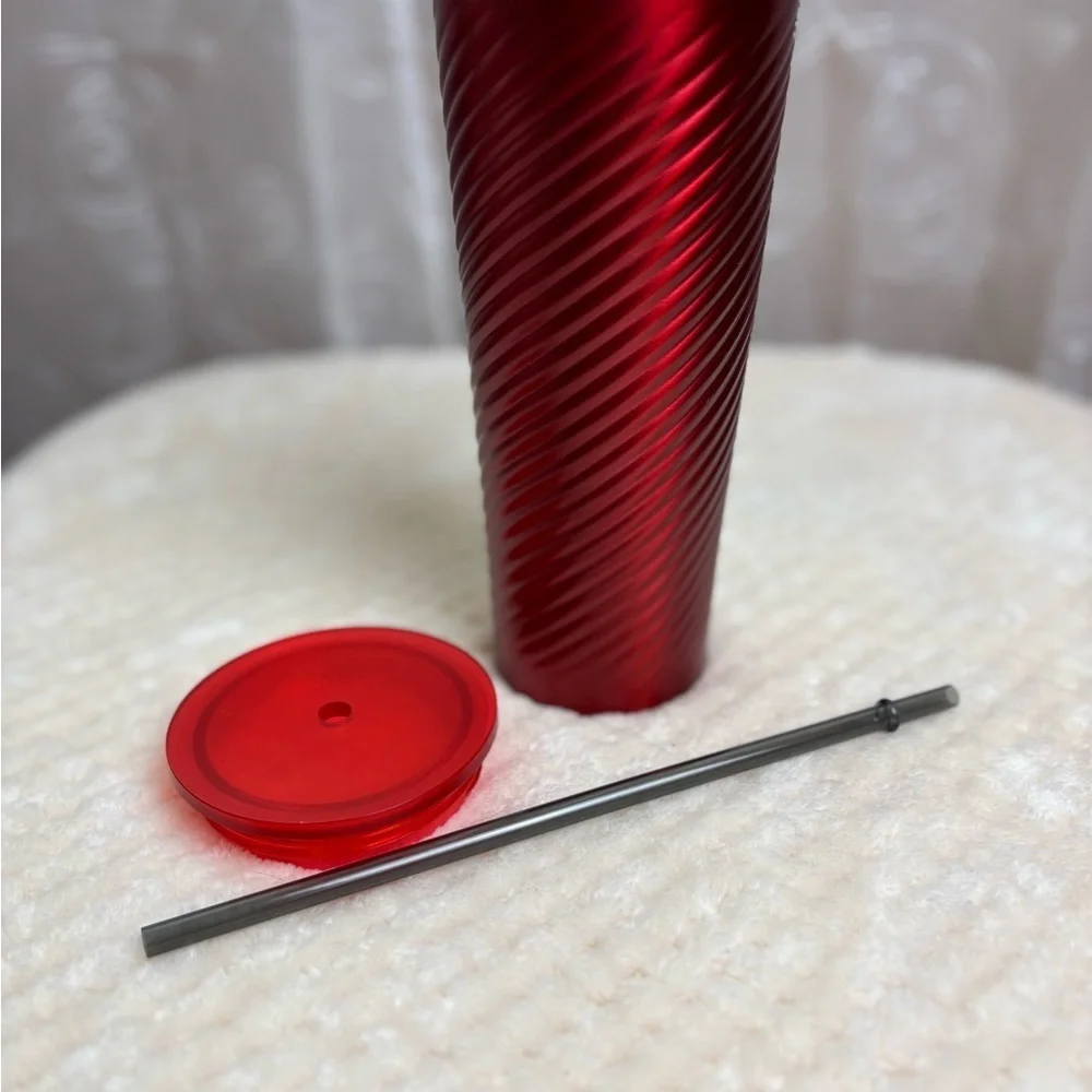 Starbucks Venti 24 oz Stainless Steel Spiral Red Tumbler